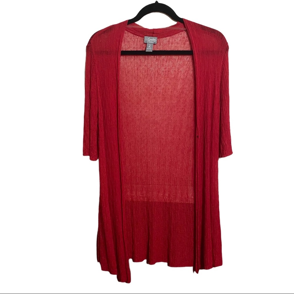 Chico’s Travelers Red Open Weave Cardigan 12 - 14